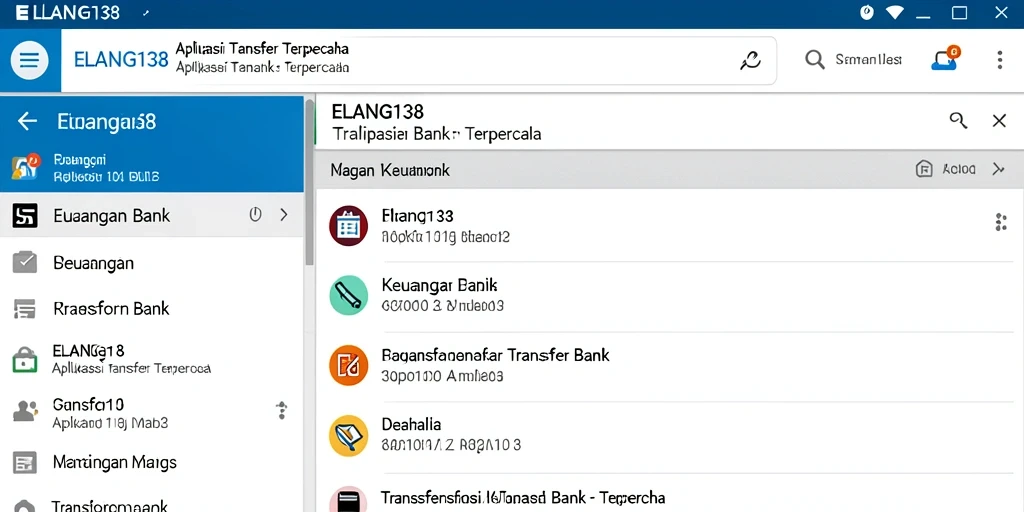 Tampilan antarmuka aplikasi ELANG138 untuk Transfer Bank yang modern dan user-friendly.