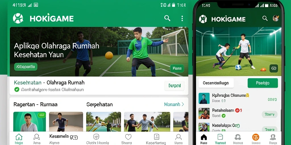 Tampilan intuitif aplikasi HOKIGAME untuk olahraga rumah.