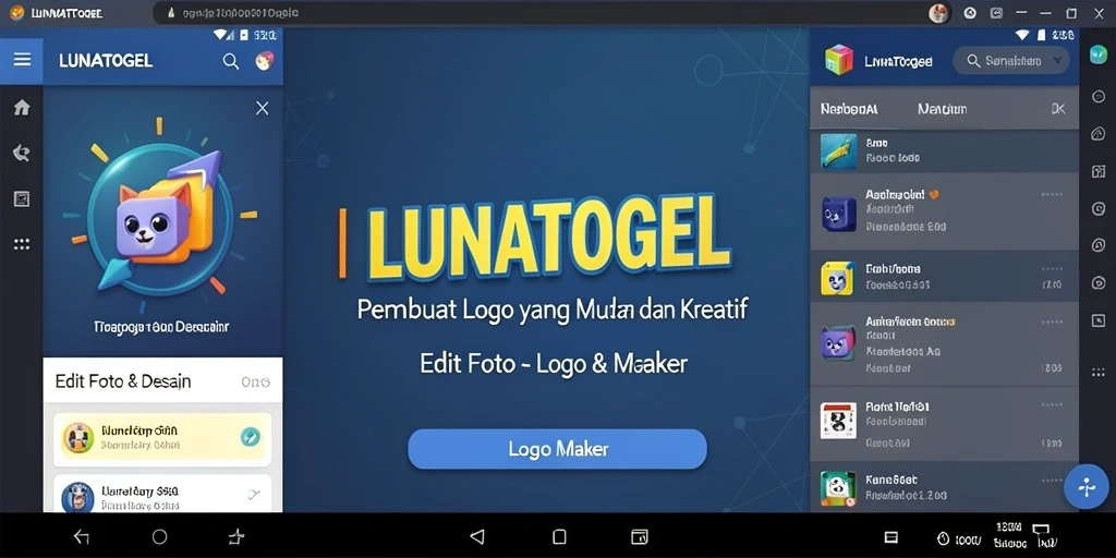 Tampilan antarmuka LUNATOGEL dengan berbagai pilihan logo yang menarik.