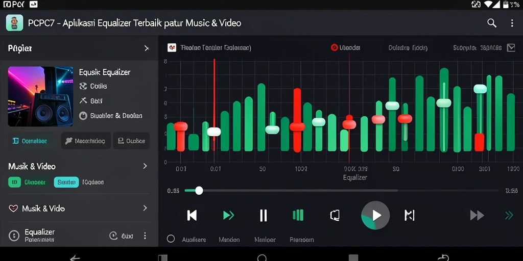 Tampak antarmuka aplikasi Equalizer PCPC7 yang mudah digunakan.
